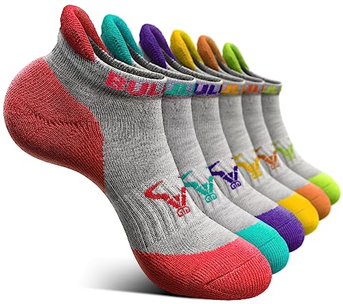 BULLIANT Sneaker Socken 6 Paar, Socken Damen Sportsocken Laufsocken Kurzesocken Atmungsaktive,Füßlinge Fersenlasche Vollkissen(6Paare-Grigio Scuro2394-43-46) von BULLIANT