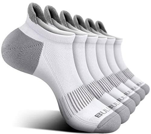 BULLIANT Sneaker Socken 6 Paar, Socken Damen Sportsocken Laufsocken Kurzesocken Atmungsaktive,Füßlinge Fersenlasche Vollkissen(6Paare-Weiß2563-35-38) von BULLIANT