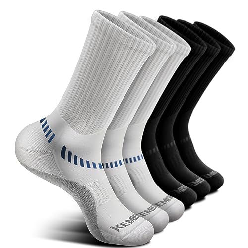 BULLIANT Socken Herren 6 Paar, Arbeitssocken Wandersocken Laufsocken Kompressionsstrümpfe Tennissocken Fußball Socken,Atmungsaktiv Rutschfeste(6Paare-Schwarz/Weiss2760-39-42) von BULLIANT