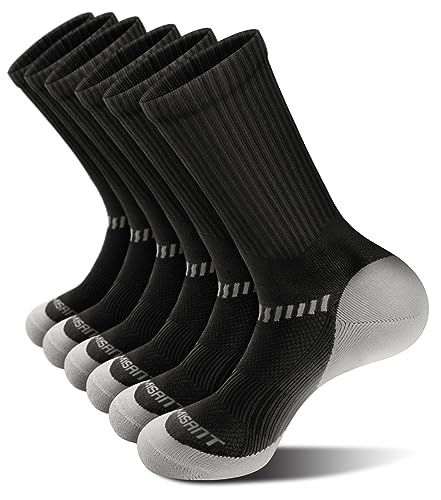 BULLIANT Socken Herren 6 Paar, Arbeitssocken Wandersocken Laufsocken Kompressionsstrümpfe Tennissocken Fußball Socken,Atmungsaktiv Rutschfeste(6Paare-Schwarz2642-47-50) von BULLIANT