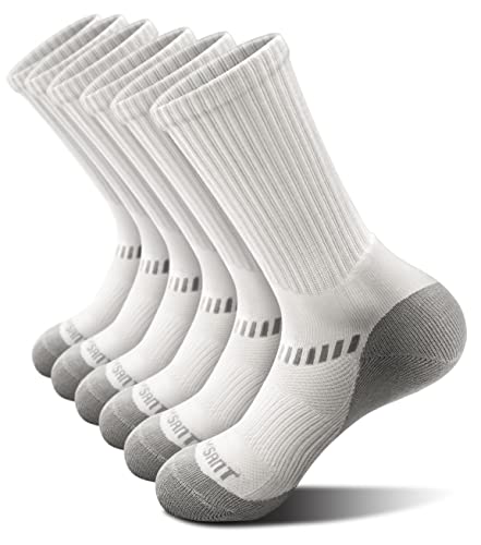 BULLIANT Socken Herren 6 Paar, Arbeitssocken Wandersocken Laufsocken Kompressionsstrümpfe Tennissocken Fußball Socken,Atmungsaktiv Rutschfeste(6Paare-Weiß2818-43-46) von BULLIANT