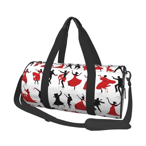 Ballsaal-Tanz-Reisetasche mit Schuhfach und verstellbarem Riemen, faltbare Reisetasche für Männer und Frauen, wasserdichte Seesäcke, Schwarz , Einheitsgröße von BULQAPZDF
