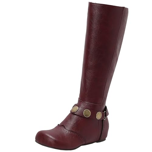 BULVJ Bequeme Flache Lange Stiefel für Damen, Keilabsatz Kniehohe Stiefel für Legere Outfits von BULVJ