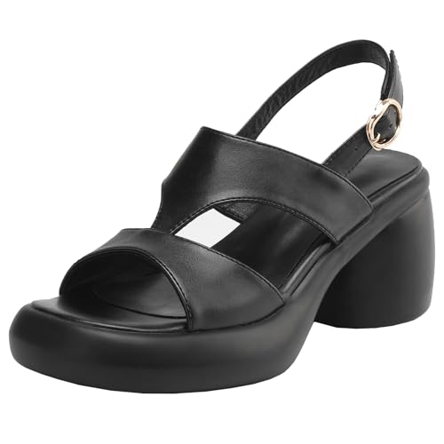 BULVJ Comfort Damen Sandalen mit Blockabsatz und Runder Zehenpartie Zeitlose Eleganz für Abendliche Veranstaltungen von BULVJ