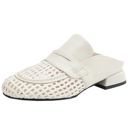 BULVJ Damen Casual Cut Out Slide Sandalen mit Niedrigem Blockabsatz Sommer Schuhe mit Runder Zehe von BULVJ