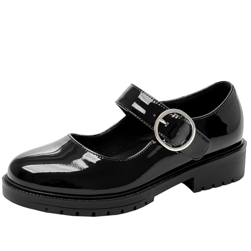 BULVJ Damen Comfort Runde Spitze Court-Schuhe Flacher Absatz Mary Jane Schuhe mit Schnallenverschluss BULVJ Damen Comfort Runde Spitze Court-Schuhe Flacher Absatz Mary Jane Schuhe mit Schnallenverschluss von BULVJ