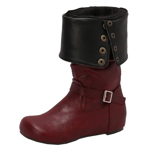 BULVJ Damen Easy-On Plissee Kniehohe Stiefel, Keilabsatz Slouch-Stil Lange Stiefel, Ideal für Winter-Outfits von BULVJ