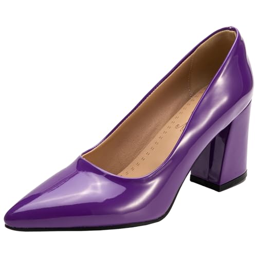 BULVJ Damen Elegante Spitze Zehen Slip On Pumps Arbeit Absätze Blockabsatz Kleid Schuhe BULVJ Damen Elegante Spitze Zehen Slip On Pumps Arbeit Absätze Blockabsatz Kleid Schuhe von BULVJ