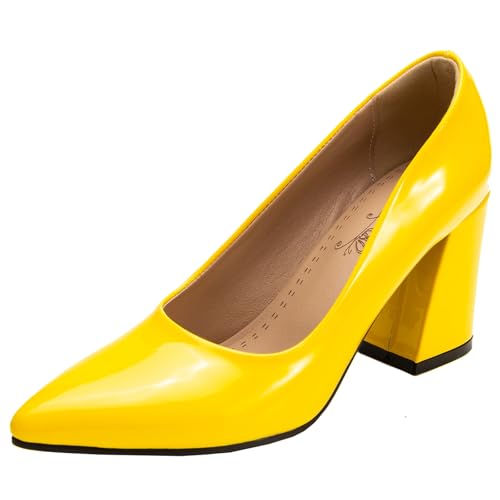 BULVJ Damen Elegante Spitze Zehen Slip On Pumps Arbeit Absätze Blockabsatz Kleid Schuhe BULVJ Damen Elegante Spitze Zehen Slip On Pumps Arbeit Absätze Blockabsatz Kleid Schuhe von BULVJ
