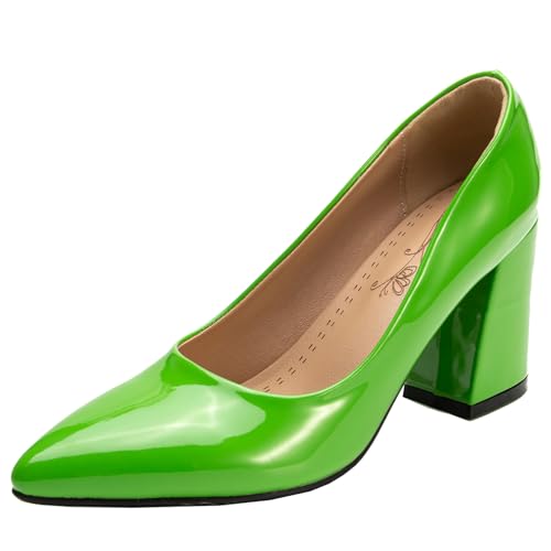 BULVJ Damen Elegante Spitze Zehen Slip On Pumps Arbeit Absätze Blockabsatz Kleid Schuhe BULVJ Damen Elegante Spitze Zehen Slip On Pumps Arbeit Absätze Blockabsatz Kleid Schuhe von BULVJ