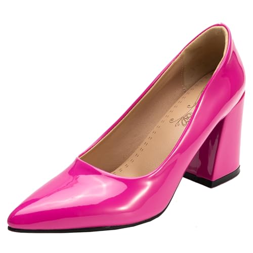BULVJ Damen Elegante Spitze Zehen Slip On Pumps Arbeit Absätze Blockabsatz Kleid Schuhe BULVJ Damen Elegante Spitze Zehen Slip On Pumps Arbeit Absätze Blockabsatz Kleid Schuhe von BULVJ