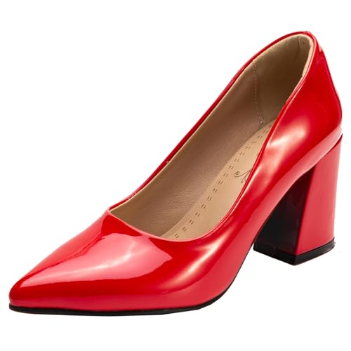 BULVJ Damen Elegante Spitze Zehen Slip On Pumps Arbeit Absätze Blockabsatz Kleid Schuhe BULVJ Damen Elegante Spitze Zehen Slip On Pumps Arbeit Absätze Blockabsatz Kleid Schuhe von BULVJ