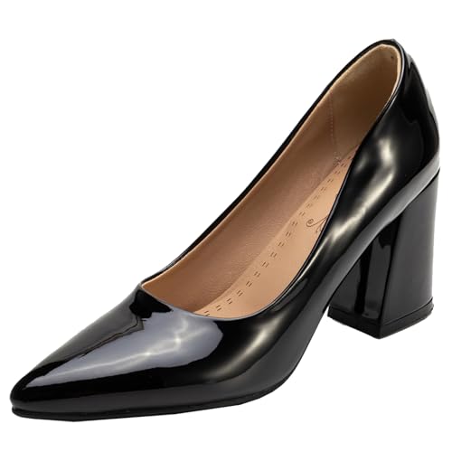 BULVJ Damen Elegante Spitze Zehen Slip On Pumps Arbeit Absätze Blockabsatz Kleid Schuhe BULVJ Damen Elegante Spitze Zehen Slip On Pumps Arbeit Absätze Blockabsatz Kleid Schuhe von BULVJ