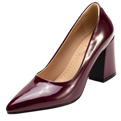 BULVJ Damen Elegante Spitze Zehen Slip On Pumps Arbeit Absätze Blockabsatz Kleid Schuhe BULVJ Damen Elegante Spitze Zehen Slip On Pumps Arbeit Absätze Blockabsatz Kleid Schuhe von BULVJ