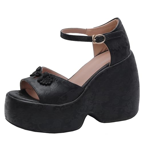 BULVJ Damen Knöchelschnalle Verschluss Sandalen Plateau Kleid Schuhe - Verstellbarer Riemen & Vielseitig für Einkäufe und Besorgungen von BULVJ