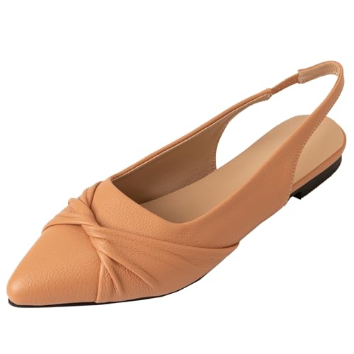 BULVJ Damen Komfort Sandalen mit Flachem Absatz Spitze Zehen Slip On Anzugschuhe von BULVJ