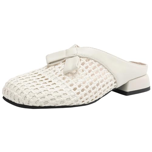 BULVJ Damen Mesh Slides Sandalen mit Blockabsatz und Runder Zehenpartie und Einfarbiger Passform BULVJ Damen Mesh Slides Sandalen mit Blockabsatz und Runder Zehenpartie und Einfarbiger Passform von BULVJ