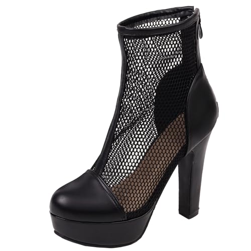 BULVJ Damen Mesh Stiefeletten mit Runder Zehenpartie Plateaustiefeletten mit Plateau und Reißverschluss BULVJ Damen Mesh Stiefeletten mit Runder Zehenpartie Plateaustiefeletten mit Plateau und Reißverschluss von BULVJ