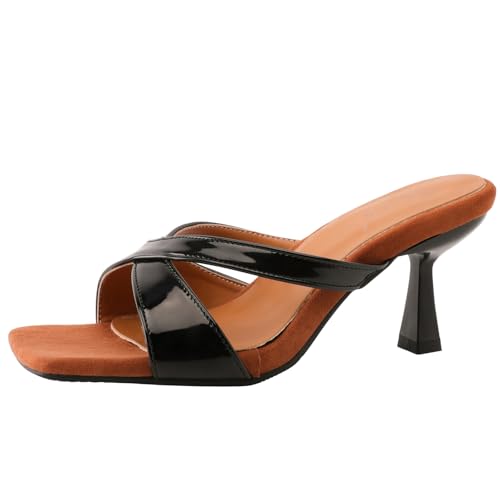 BULVJ Damen Retro-Pantoletten Sandalen Quadratische Offene Zehenabsätze mit Elegantem Dünnem Absatz BULVJ Damen Retro-Pantoletten Sandalen Quadratische Offene Zehenabsätze mit Elegantem Dünnem Absatz von BULVJ