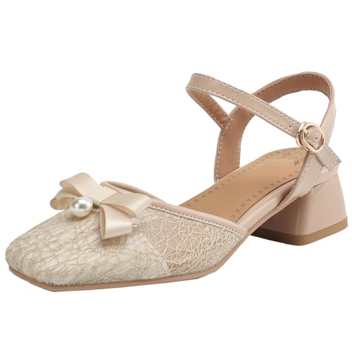 BULVJ Damen Sandalen mit Blockabsatz und Schnallenverschluss Elegante Anzugschuhe mit Absatz und Schleifen BULVJ Damen Sandalen mit Blockabsatz und Schnallenverschluss Elegante Anzugschuhe mit Absatz und Schleifen von BULVJ