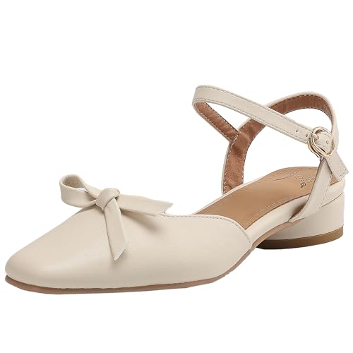 BULVJ Damen Sandalen mit Blockabsatz und Schnallenverschluss Slingback-Anzugschuhe mit Schleifen BULVJ Damen Sandalen mit Blockabsatz und Schnallenverschluss Slingback-Anzugschuhe mit Schleifen von BULVJ