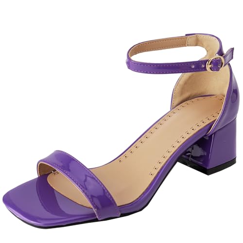 BULVJ Damen Sandalen mit Mittlerem Blockabsatz Knöchelschnallenverschluss Fersen Minimalistische Ästhetik für Sommertrends von BULVJ