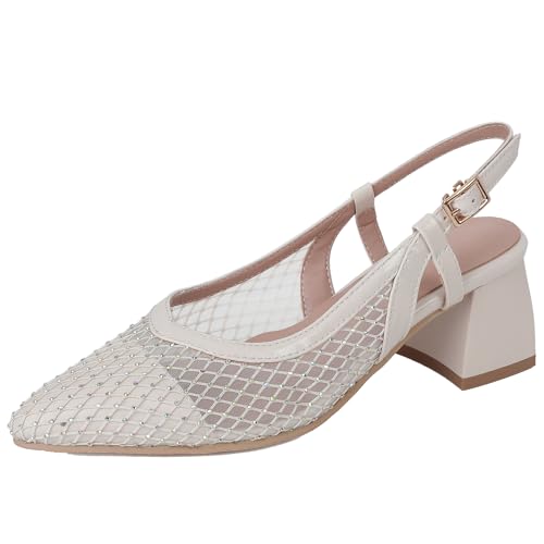 BULVJ Damen Sandalen mit Spitzem Zehenabsatz und Blockabsatz zum Hineinschlüpfen - Schicke Schuhe, um Ihre Sommeroutfits Aufzuwerten von BULVJ