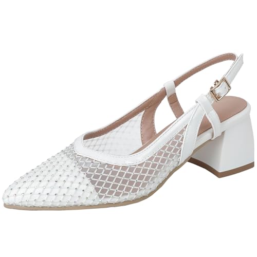 BULVJ Damen Sandalen mit Spitzem Zehenabsatz und Blockabsatz zum Hineinschlüpfen - Schicke Schuhe, um Ihre Sommeroutfits Aufzuwerten von BULVJ