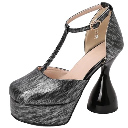 BULVJ Damen Sandalen mit Spool Heel Plateau und Knöchelschnalle Anzugschuhe von BULVJ