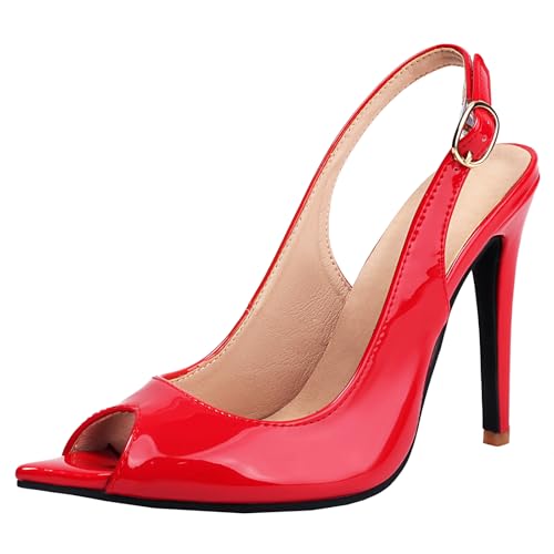 BULVJ Damen Sexy Stiletto Heel Peep Toe Sandalen Slip On Slingback Spitz Zehen Anzugschuhe von BULVJ