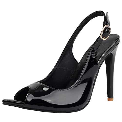 BULVJ Damen Sexy Stiletto Heel Peep Toe Sandalen Slip On Slingback Spitz Zehen Anzugschuhe von BULVJ