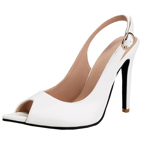 BULVJ Damen Sexy Stiletto Heel Peep Toe Sandalen Slip On Slingback Spitz Zehen Anzugschuhe von BULVJ