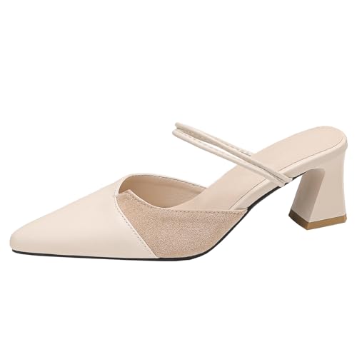 BULVJ Damen Slip-On Slide Sandalen mit Blockabsatz Spitze Spitze Elegante High Heels, Vielseitige Einfarbige Schuhe für Party/Büro BULVJ Damen Slip-On Slide Sandalen mit Blockabsatz Spitze Spitze Elegante High Heels, Vielseitige Einfarbige Schuhe für Party/Büro von BULVJ
