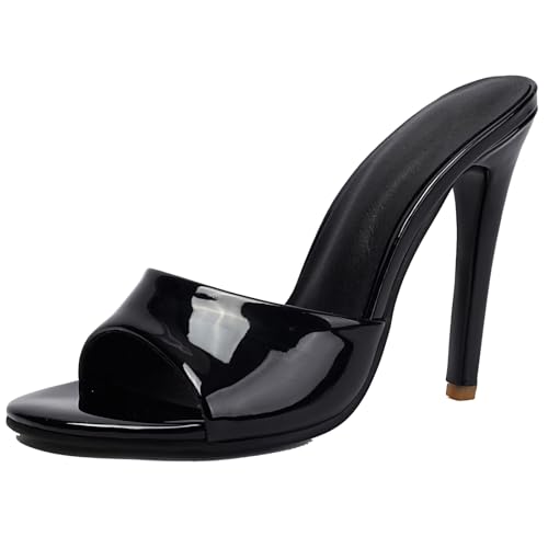 BULVJ Damen Slip-On Slides Sandalen Offene Spitze mit Stilettoabsatz und Vielseitiger Unifarbe von BULVJ