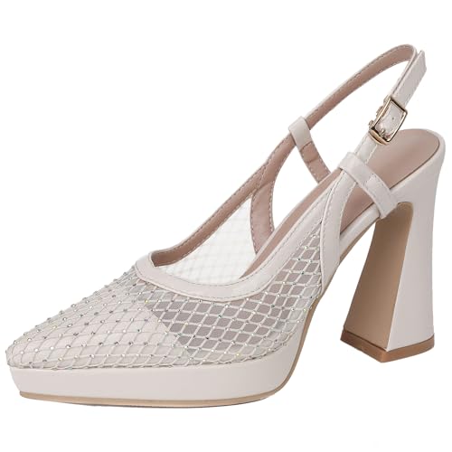BULVJ Damen Sommer Mesh Slingback Sandalen mit Spitzer Zehenpartie von BULVJ