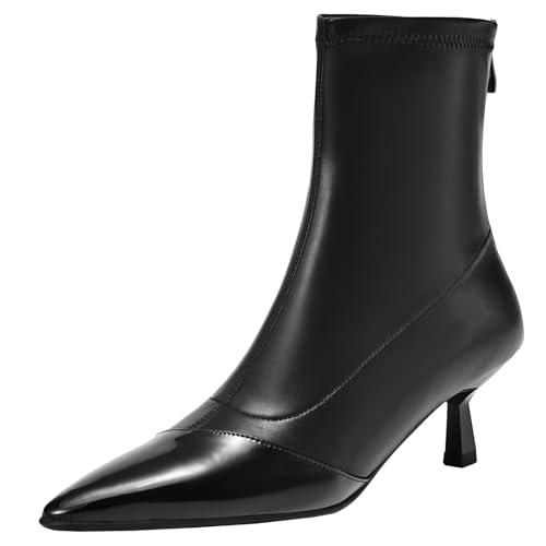 BULVJ Damen Stiefeletten aus Weichem Leder, Stiefeletten mit Reißverschluss und Spitzer Zehenpartie für den Täglichen Gebrauch von BULVJ