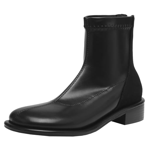 BULVJ Damen Stiefeletten mit Runder Zehenpartie Comfort Blockabsatz und Reißverschluss für den Täglichen Gebrauch von BULVJ