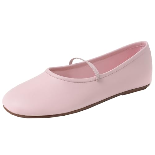 BULVJ Damen Süße Einfarbige Flache Schuhe Weiche Mary Jane Schuhe Slip On Loafer von BULVJ