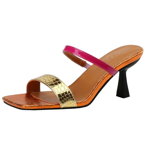 BULVJ Damenmode Pantoletten Sandalen mit Quadratischer Zehenpartie und Elegantem Dünnem Absatz von BULVJ