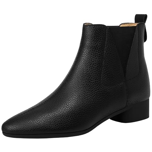 BULVJ Damenstiefeletten aus Leder mit Blockabsatz und Slip-On-Stiefeletten Kreieren Verschiedene Wintermode-Looks von BULVJ
