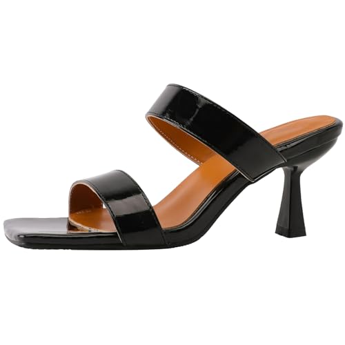 BULVJ Einfache Strandpantoletten für Damen Sandalen mit Quadratischer Zehenpartie und MittelDünnem Absatz von BULVJ