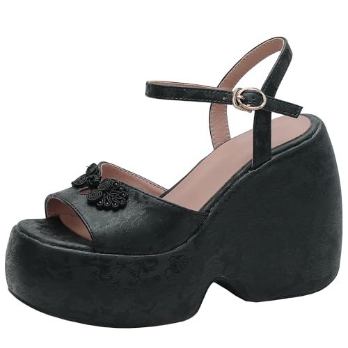 BULVJ Elegante Damensandalen mit Offener Spitze und Absatz Anzugschuhe mit Schnallenverschluss - Elegantes Design für Hochzeiten und abendliche Veranstaltungen von BULVJ