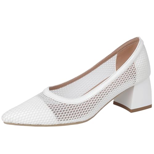 BULVJ Elegante Slip-on-Pumps aus Mesh für Damen Sandalen mit Spitzer Zehenpartie und Blockabsatz - Schicke Schuhe, um Ihre Sommeroutfits Aufzuwerten von BULVJ