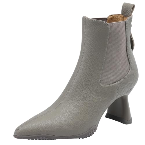 BULVJ Kurze Damenstiefel mit Reißverschluss Stiefeletten aus Leder mit Spitzer Zehenpartie für Ausgefallene Looks von BULVJ