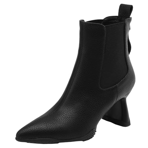 BULVJ Kurze Damenstiefel mit Reißverschluss Stiefeletten aus Leder mit Spitzer Zehenpartie für Ausgefallene Looks von BULVJ