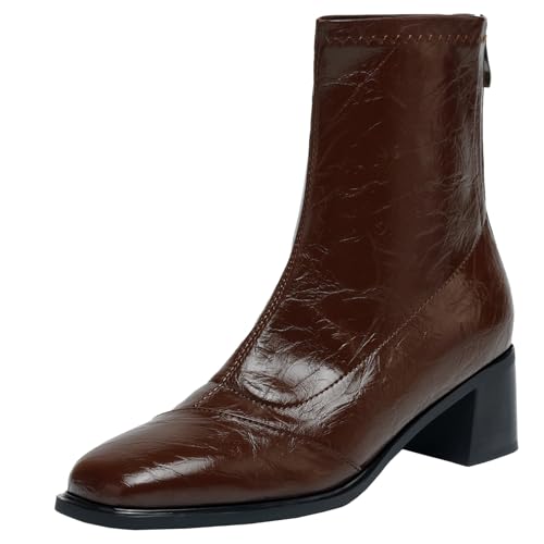 BULVJ Quadratische Damenstiefeletten mit Reißverschluss und Blockabsatz für Lässige Outfits von BULVJ