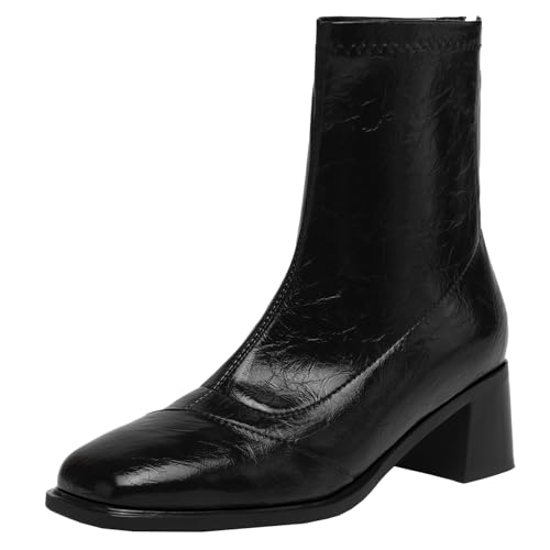 BULVJ Quadratische Damenstiefeletten mit Reißverschluss und Blockabsatz für Lässige Outfits von BULVJ