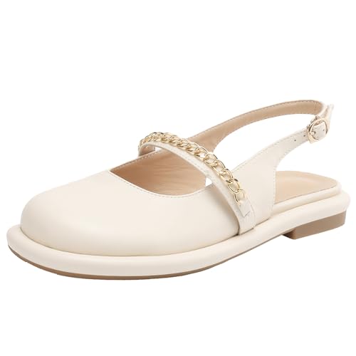 BULVJ Slingback-Ballerinas für Damen Sandalen mit Runder Zehenpartie und Flachem Absatz mit Verstellbarem Schnallenverschluss BULVJ Slingback-Ballerinas für Damen Sandalen mit Runder Zehenpartie und Flachem Absatz mit Verstellbarem Schnallenverschluss von BULVJ