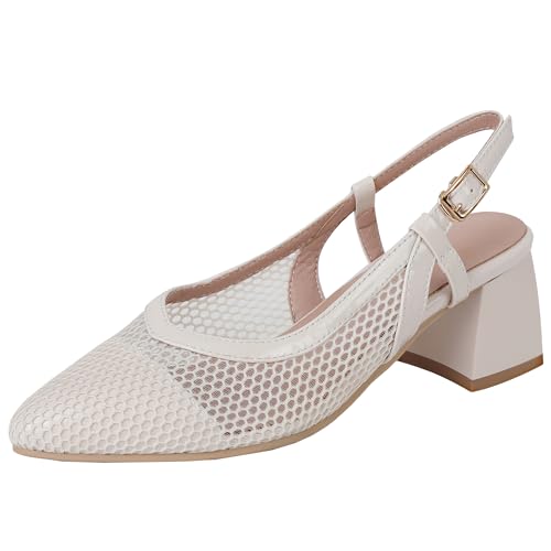 BULVJ Slingback-Sandalen mit Spitzer Zehenpartie für Damen mit Blockabsatz und Slip-On - Schicke Schuhe, um Ihre Sommeroutfits Aufzuwerten von BULVJ