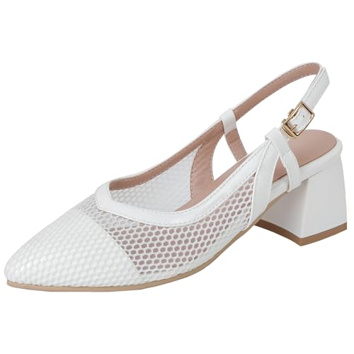 BULVJ Slingback-Sandalen mit Spitzer Zehenpartie für Damen mit Blockabsatz und Slip-On - Schicke Schuhe, um Ihre Sommeroutfits Aufzuwerten von BULVJ